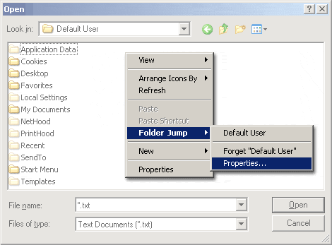 FolderJump 2.00 software screenshot
