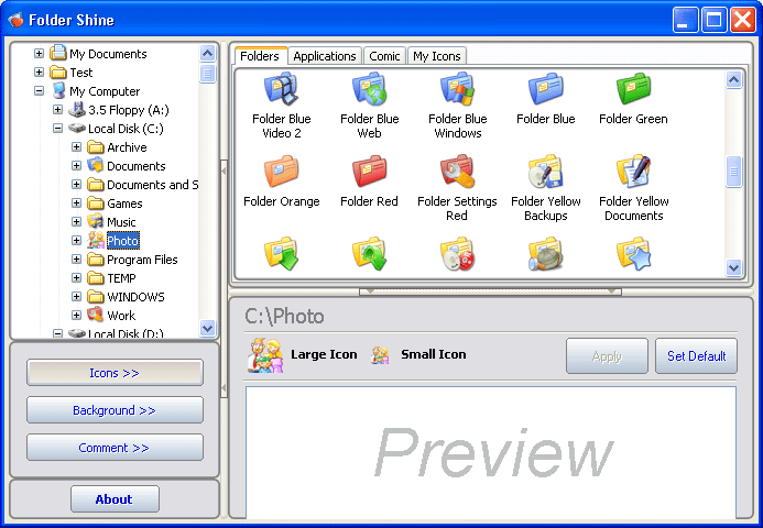 FolderShine 1.1 software screenshot