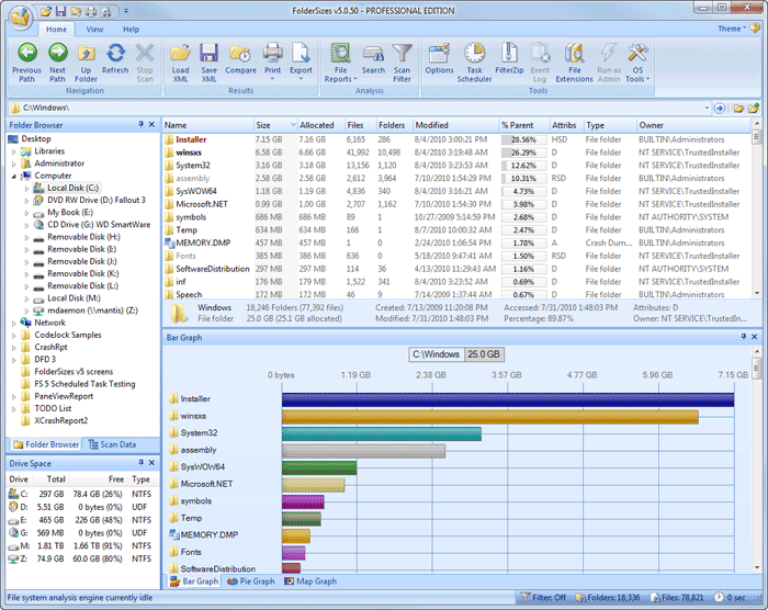 FolderSizes 8.3.145 software screenshot
