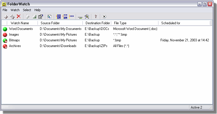 FolderWatch 3.12 software screenshot