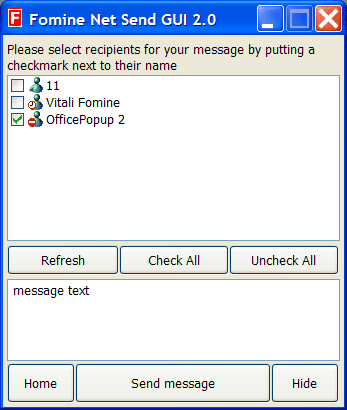 Fomine Net Send GUI 2.6 software screenshot