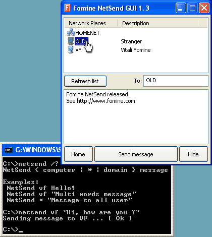 Fomine NetSend 1.4 software screenshot