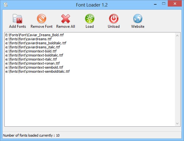 Font Loader 1.2 software screenshot