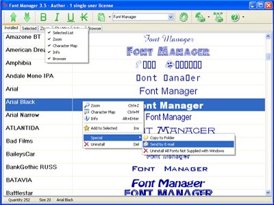 Font Manager 3.59 software screenshot
