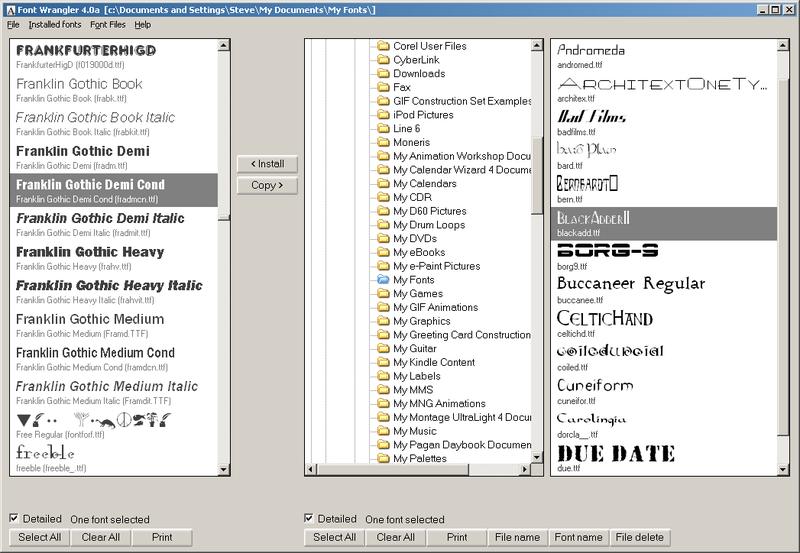 Font Wrangler 5.0a.4 software screenshot