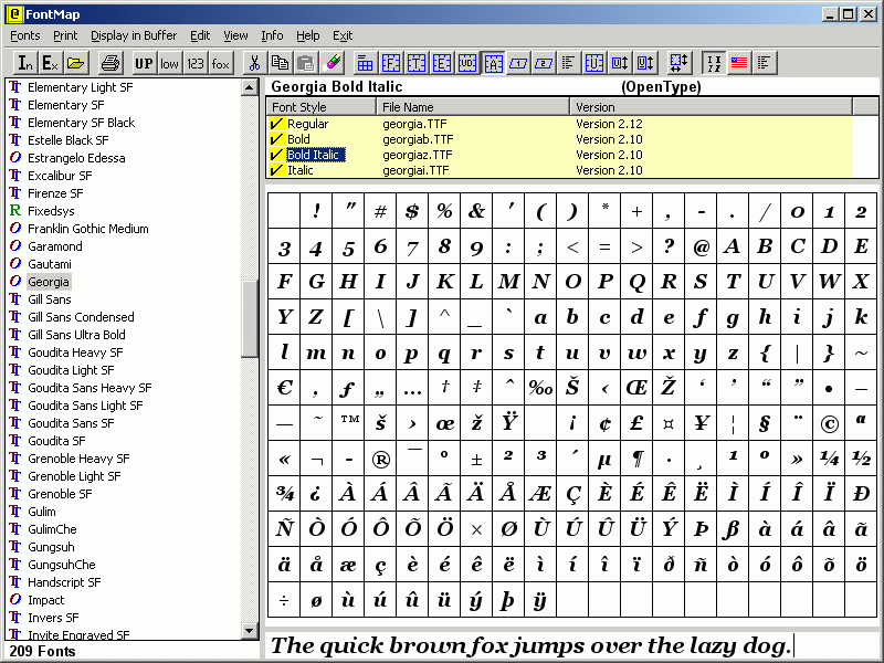 FontMap 2.41 software screenshot