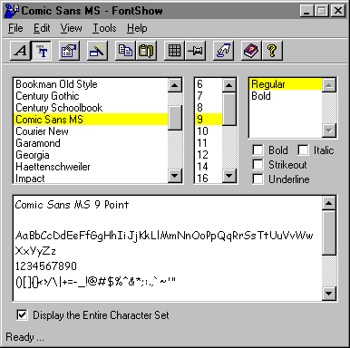 FontShow 2000 3.6 software screenshot