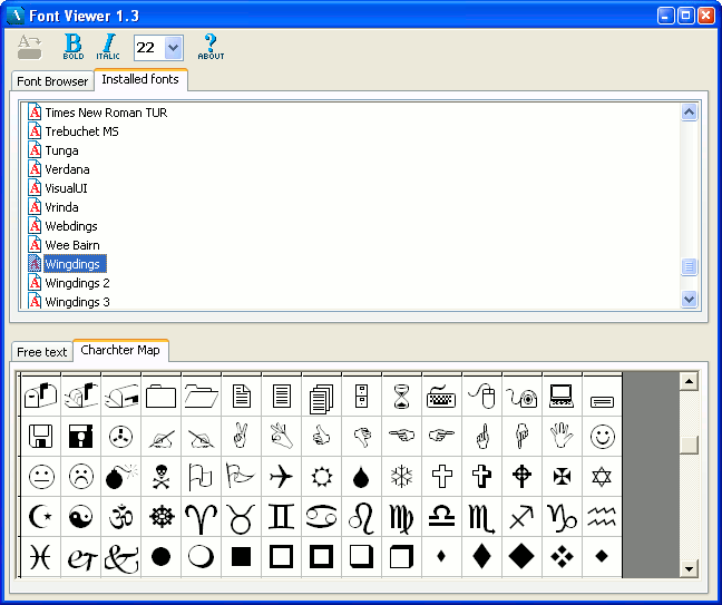 FontViewer 1.3.2 software screenshot