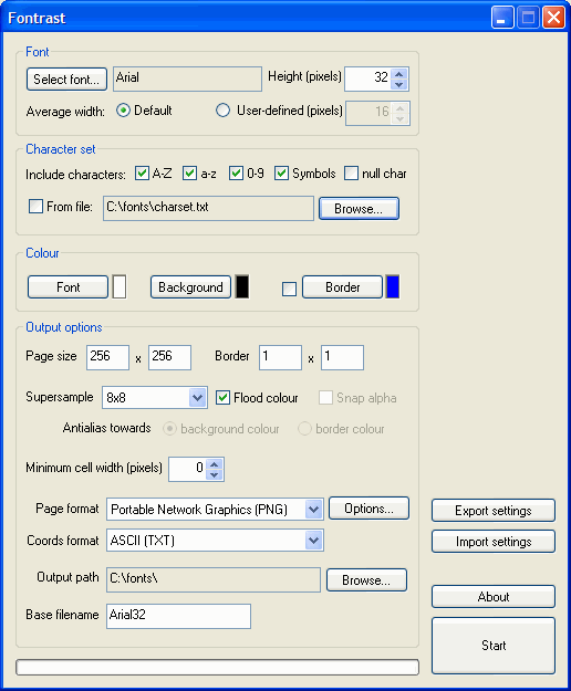 Fontrast 1.34 software screenshot