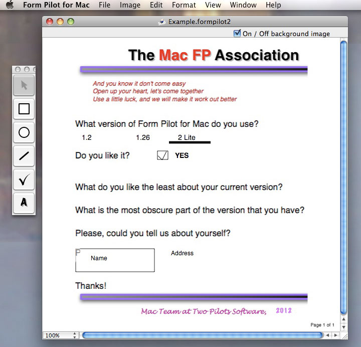 Form Pilot for Mac 0.5 software screenshot