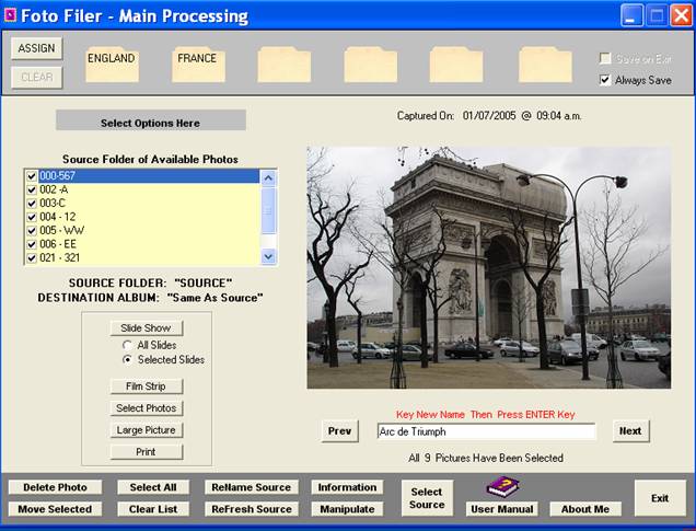 Foto Filer 1.1.5b software screenshot