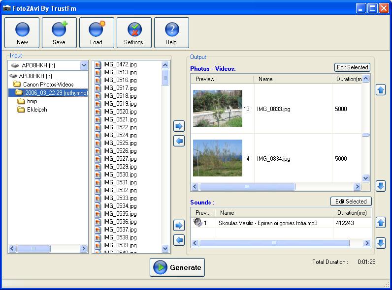 Foto2Avi 4.4 software screenshot