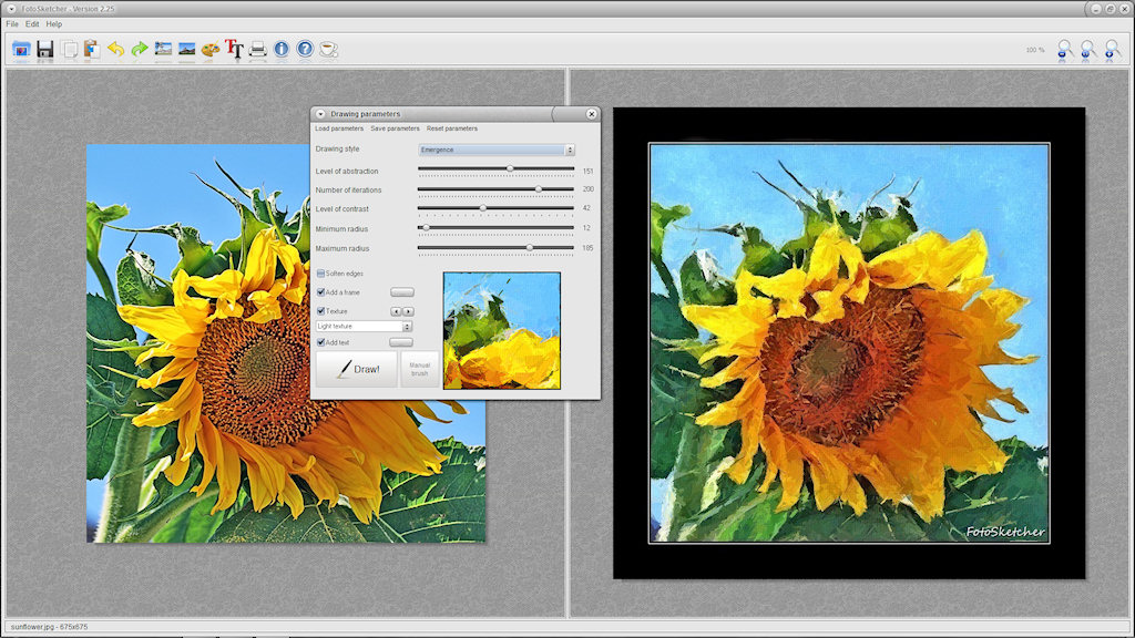 FotoSketcher 3.20 software screenshot