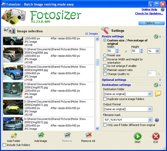 Fotosizer 3.4.0.554 software screenshot
