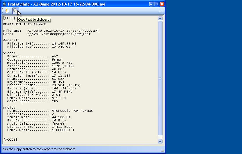 FrafsAviInfo 0.2.1.1 software screenshot