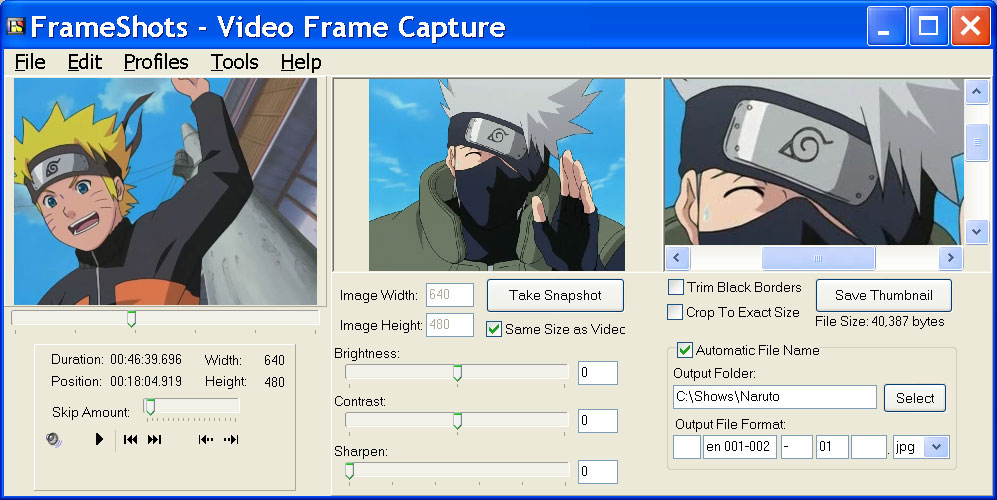FrameShots 3.1 software screenshot
