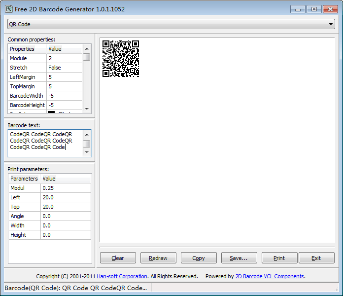 Free 2D Barcode Generator 8.0.1.2446 software screenshot