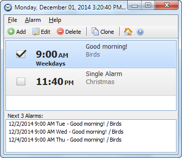 Free Alarm Clock 4.0.1 software screenshot