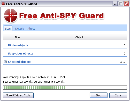 Free Anti-SPY Guard 1.0 software screenshot