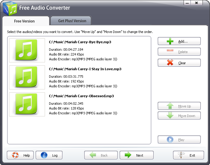 Free Audio Converter 2011 2.6.1 software screenshot