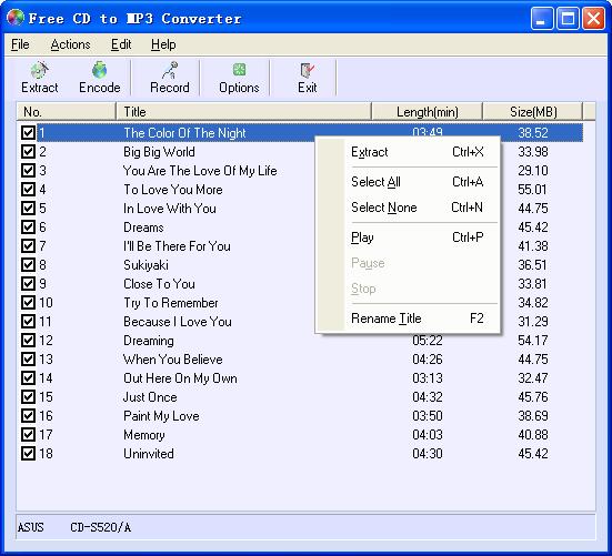 Free CD to MP3 Converter 4.2 software screenshot
