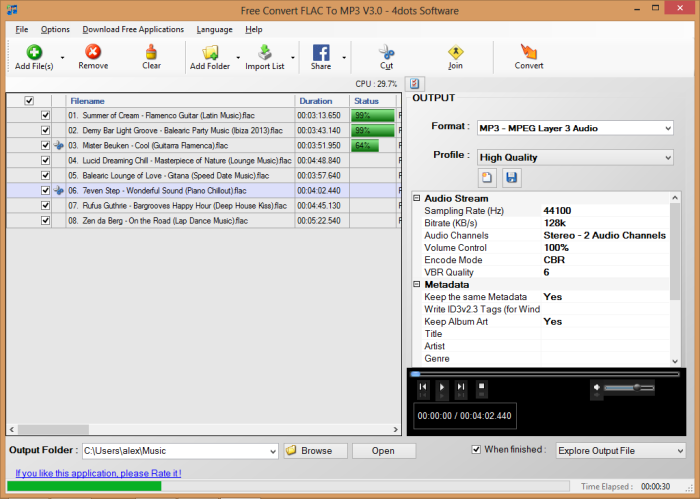 Free Convert FLAC To MP3 3.2 software screenshot