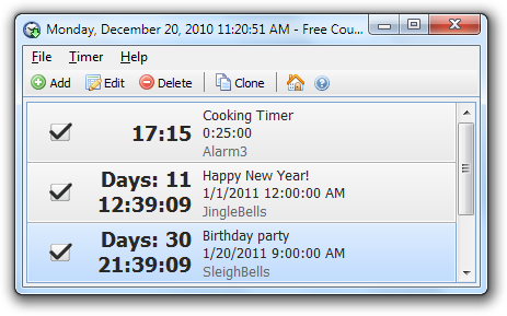 Free Countdown Timer Portable 2.7.2 software screenshot