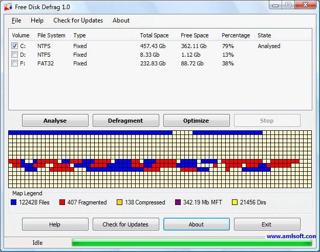 Free Disk Defrag 3.0.10 software screenshot