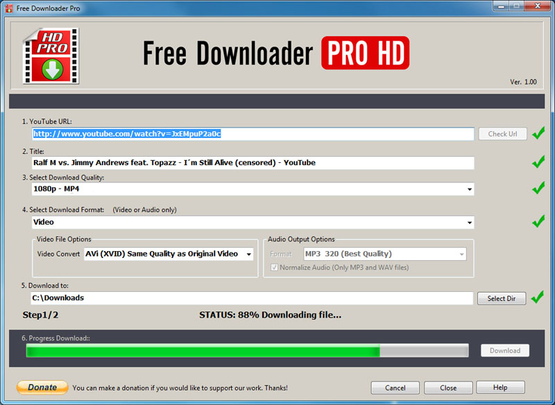 Free Downloader Pro 1.1 software screenshot