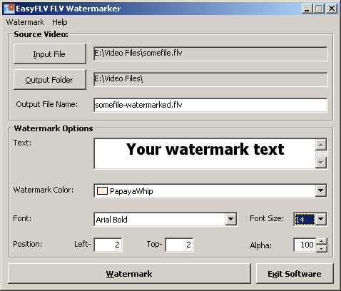 Free FLV Watermarker 1.0 software screenshot