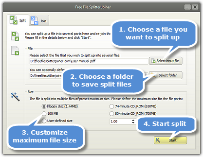 Free File Splitter Joiner 5.4.1 software screenshot