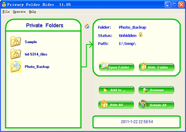 Free Folder Hider 11.05 software screenshot