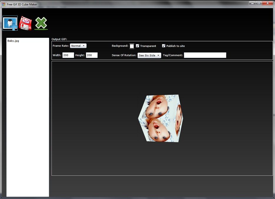 Free GIF 3D Cube Maker 2.0 software screenshot