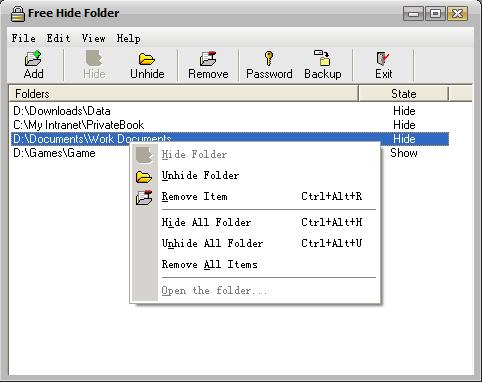 Free Hide Folder 3.3.20160330 software screenshot