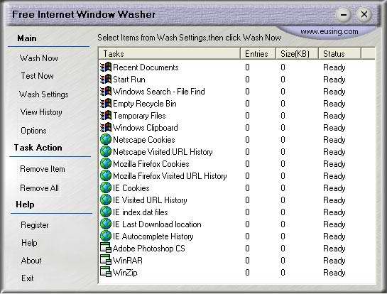 Free Internet Window Washer 3.1 software screenshot