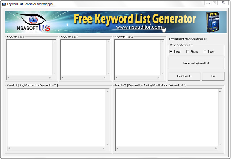 Free Keyword List Generator 1.3.3 software screenshot