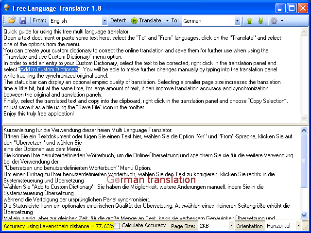 Free Language Translator 3.9.0.0 software screenshot