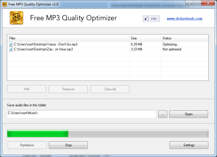 Free MP3 Quality Optimizer 1.3.0.0 software screenshot