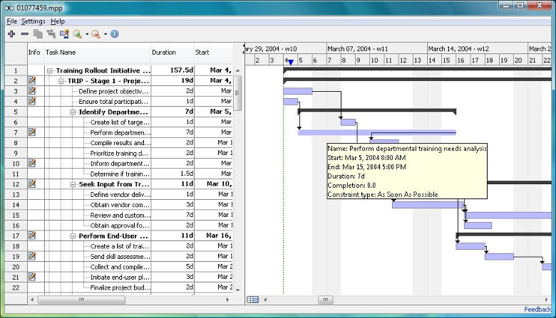 Free Microsoft Project Viewer 2.1.0 software screenshot