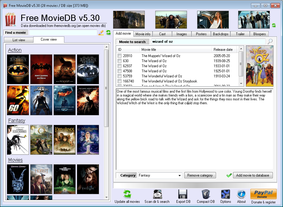Free MovieDB 6.42 software screenshot