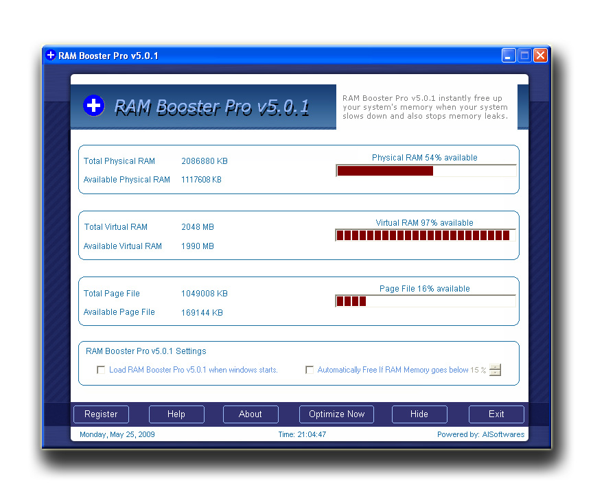Free PC Memory Shield v6.0.1 software screenshot