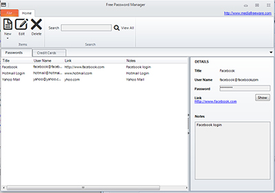 Free Password Manager Media Freeware 1.0.0 software screenshot