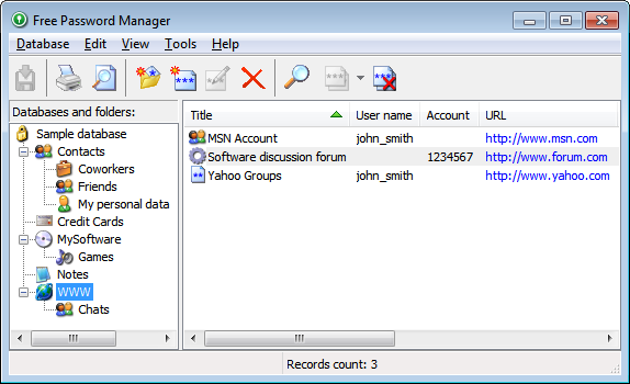 Free Password Manager 1.1.17 software screenshot
