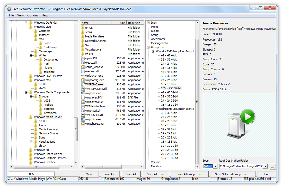 Free Resource Extractor 9.6.2 software screenshot