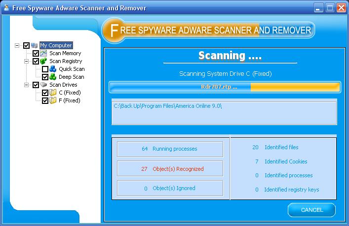 Free Spyware Adware Scanner and Remover 3.0.1 software screenshot