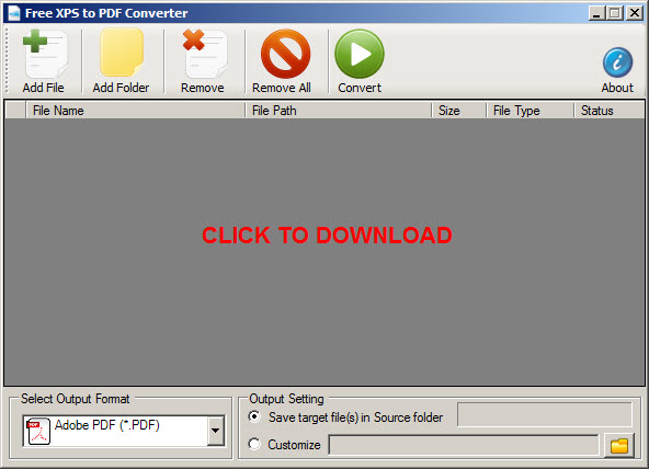Free XPS to PDF Converter 1.1 software screenshot