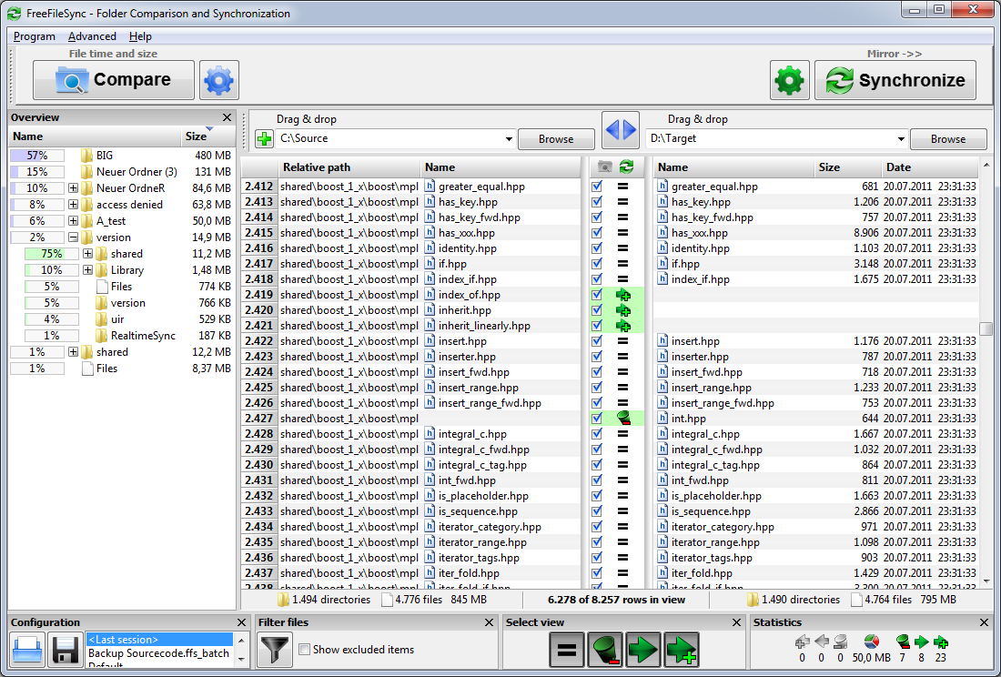 FreeFileSync 8.9 software screenshot