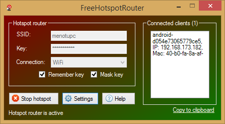 FreeHotspotRouter 4.0 software screenshot