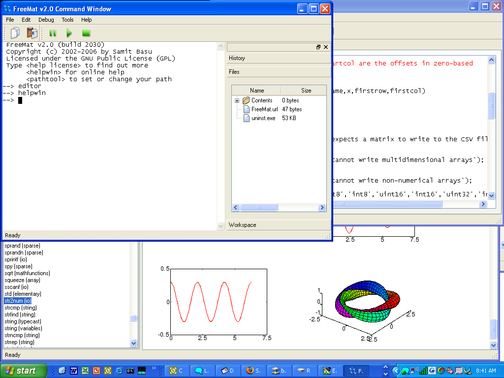 FreeMat 4.2 software screenshot