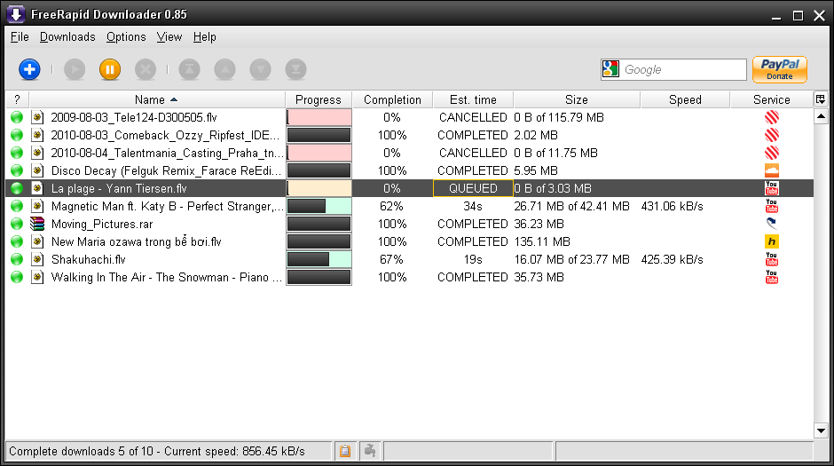FreeRapid Downloader 0.9  software screenshot